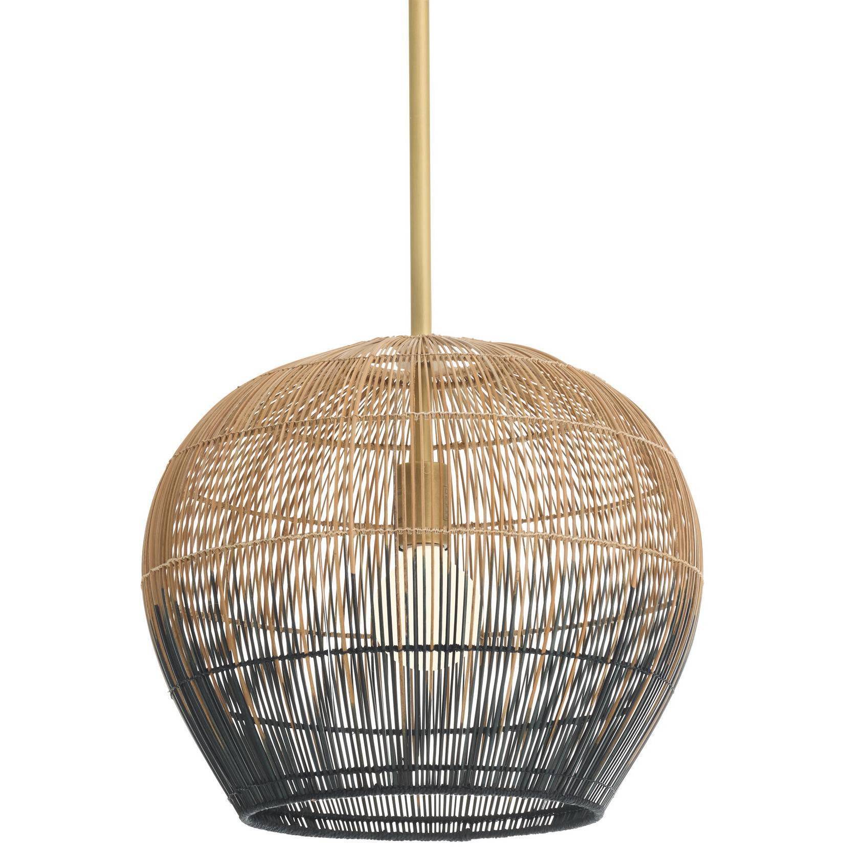 Swami 1 Light 16 inch Natural and Black and Antique Brass Mini Pendant Ceiling Light