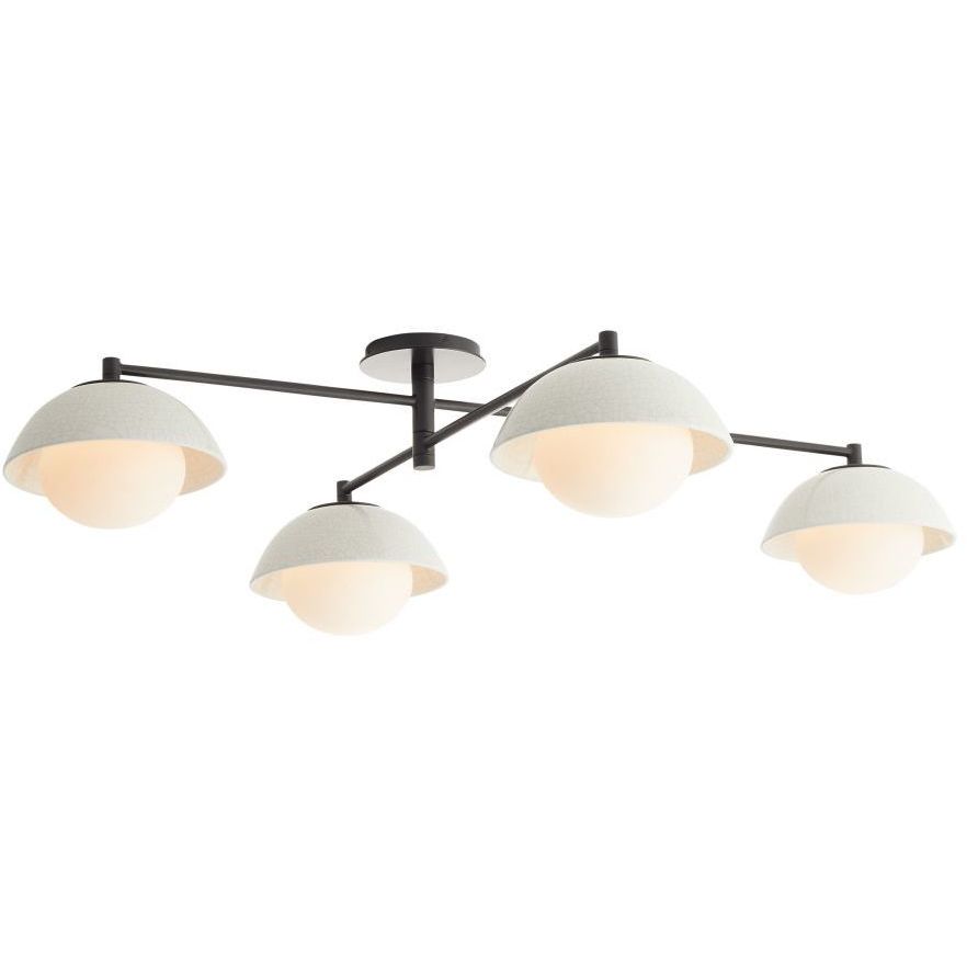 Glaze 4 Light 45 inch Blackened Steel, Ivory Stained Crackle Multipoint Flush Mount Ceiling Light