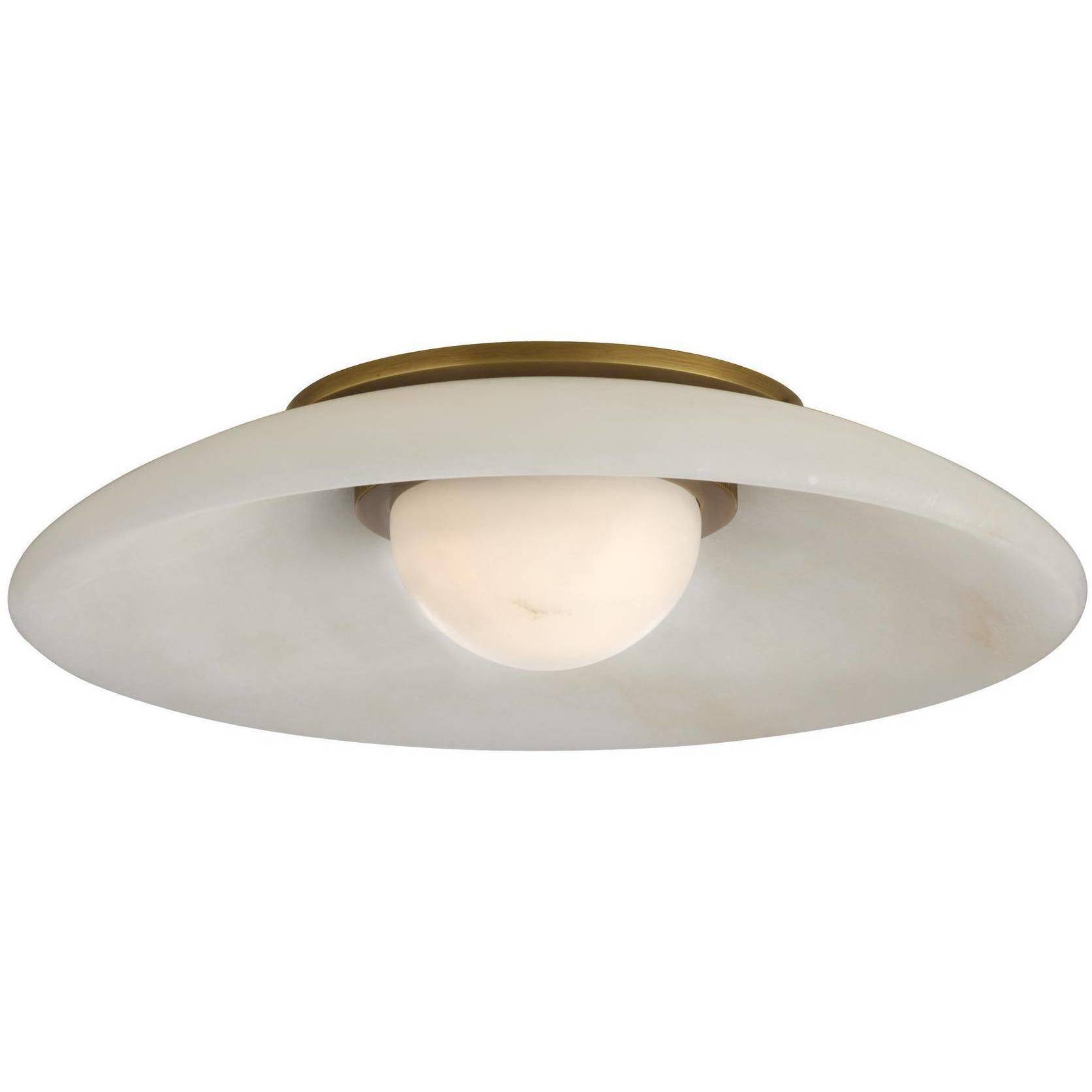 Stella 1 Light 12 inch White and Antique Brass Flush Mount Ceiling Light